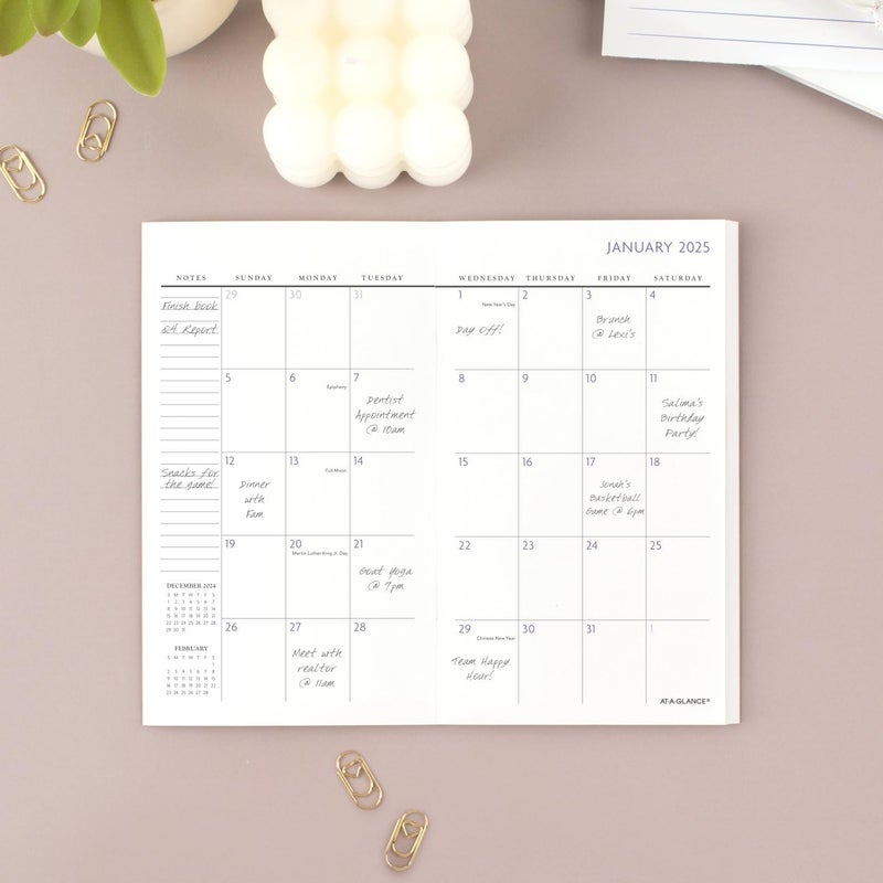 AT-A-GLANCE 2025-2026 Planner, 3-1/2"" x 6"", Pocket Size, 2 Year Monthly Planner, Badge, Floral (1722F-021-25) - Image 2